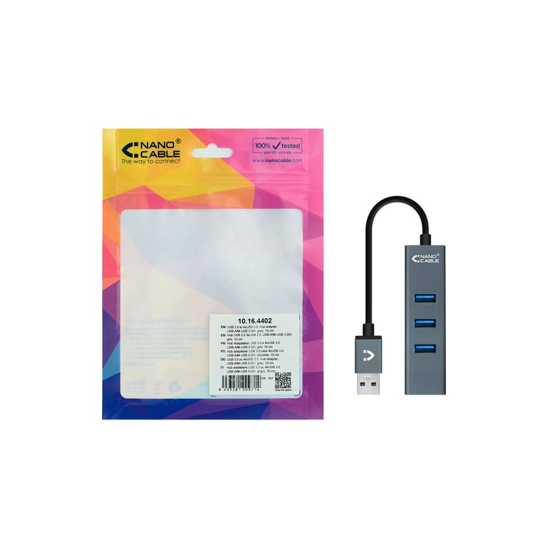 Nanocable 10.16.4402 hub & concentrateur USB 3.2 Gen 1 3.1 Gen 1 Type A Neuf - vue 3