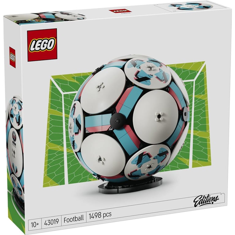 Set d'exposition Football LEGO Editions 43019 1498 pièces, mini-stade, bouton animé, blanc/noir/bleu clair/rose - Neuf