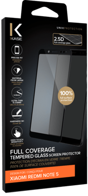 Protezione dello schermo in vetro temperato (100% di copertura della superficie) per Xiaomi Redmi Note 5, nero