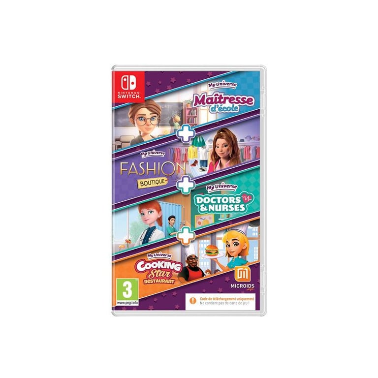 Pack My Universe Cooking star Doctors et Nurses Fashion boutique School Teacher Code in a box Nintendo Switch Neuf