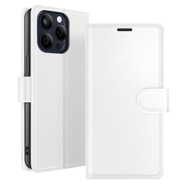 Zanaé Funda tipo cartera para iPhone 15 Pro con soporte y lengüeta magnética Blanco