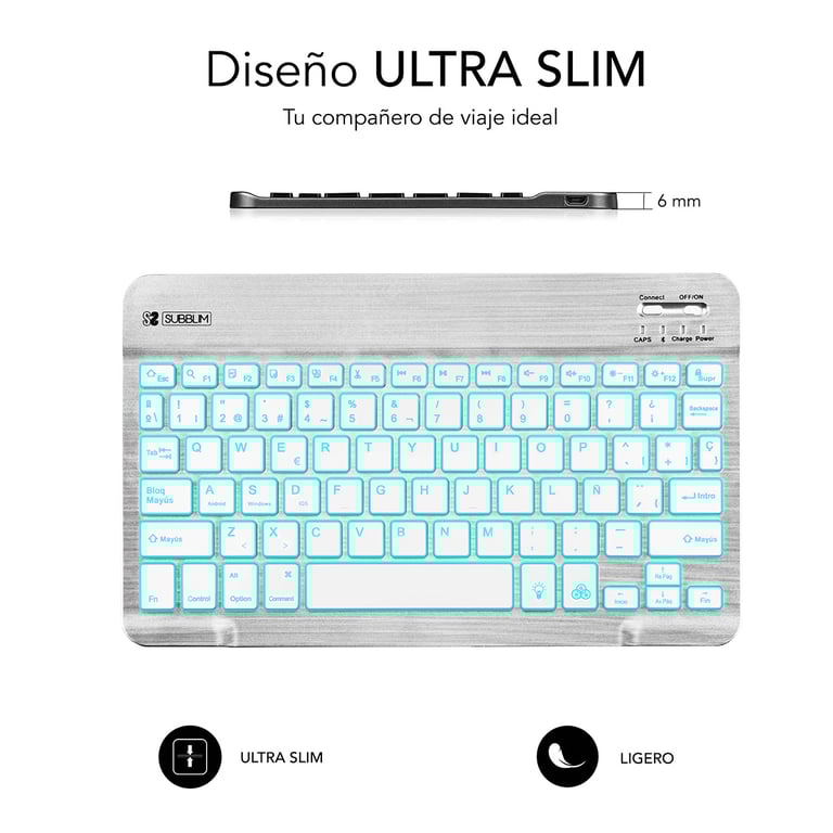 SUBBLIM TECLADO SMART BACKLIT BLUETOOTH QWERTY Espagnole Neuf - vue 6