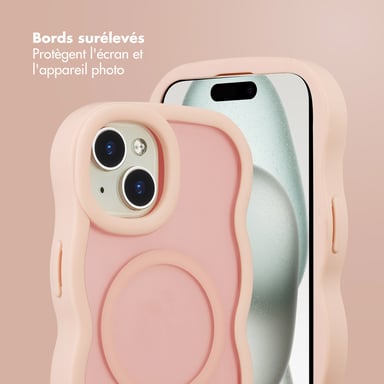 Selencia Coque arrière Wavy avec MagSafe pour Apple iPhone 15 - Soft Pink