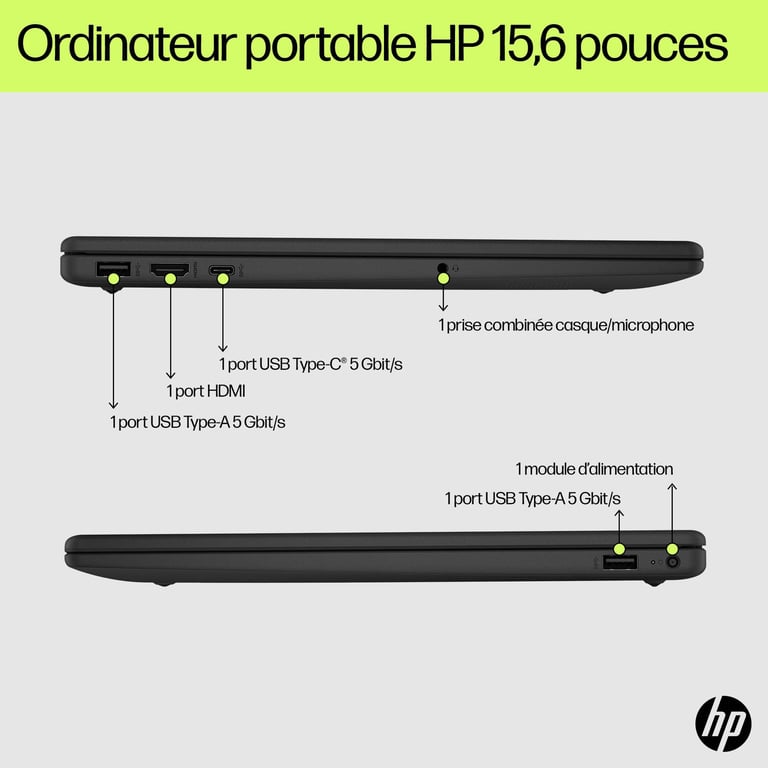 PC Portable HP 15 fd0064nf Windows 11 15 6 FHD Core i3 N305 RAM 8Go Stockage SSD AZERTY - vue 2