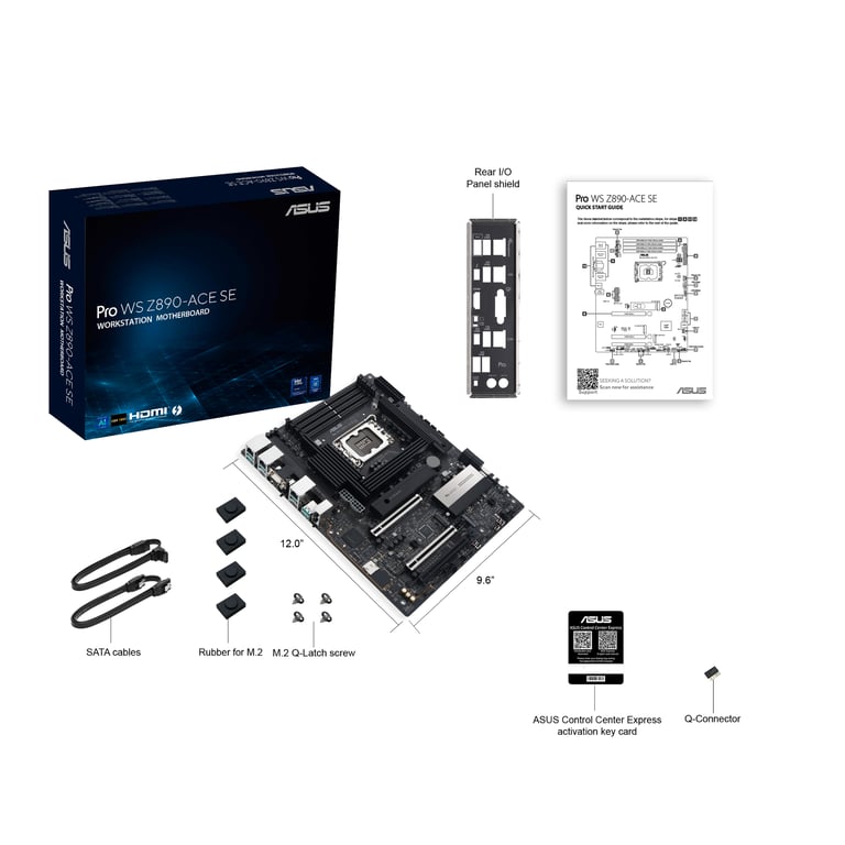 ASUS PRO WS Z890 ACE SE LGA1851 ATX MB DDR5 Thunderbolt 4 Type C ports 4xM.2 Neuf - vue 3