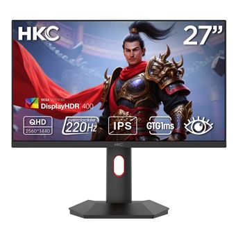 Ecran 27'' HKC G27H2P gaming 2560x1440 Fast IPS 16:9 200Hz 1200:1 1ms 350cdm² 2xHDMI DP AO VESA 100x100 Incli Reglab haut 100mm Pivot Pied HAS - vue 3
