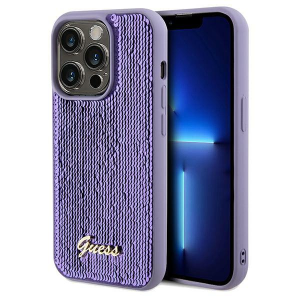 Étui Guess pour iPhone 13 Pro Sequin Script Metal violet - Neuf