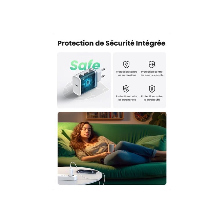 Ugreen 60450 chargeur d'appareils mobiles Blanc Intérieure - Neuf