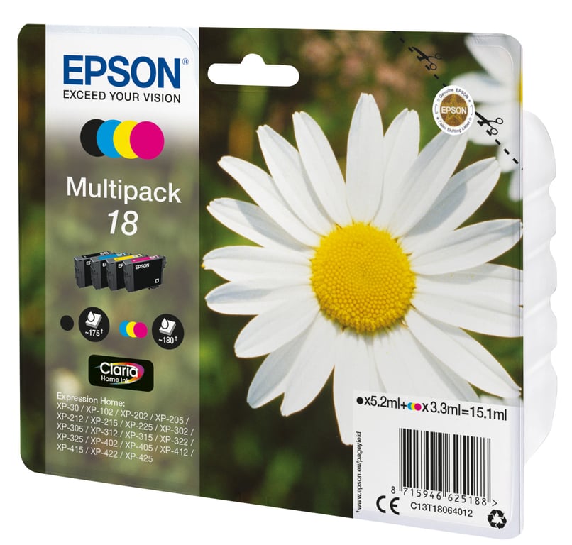 Epson Daisy Multipack Pâquerette 18 Encre Claria Home N C J Neuf - vue 2