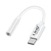 Adaptateur Audio USB C vers Jack 3.5mm Compatible commande vocale Blanc