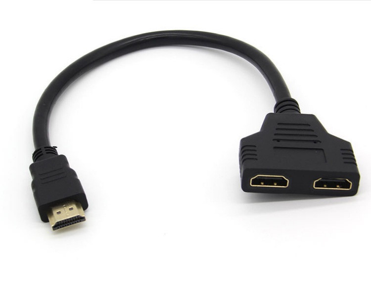 Adaptateur 2 ports Cable HDMI pour Television TV Console Gold 3D