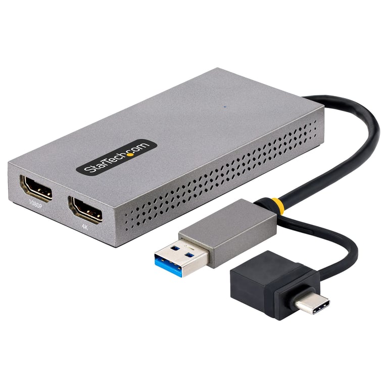 StarTech.com Adaptateur Multiport USB C et USB A Double HDMI 4K/ Station d'accueil USB C / USB 3.2 Gen 1 2 x HDMI