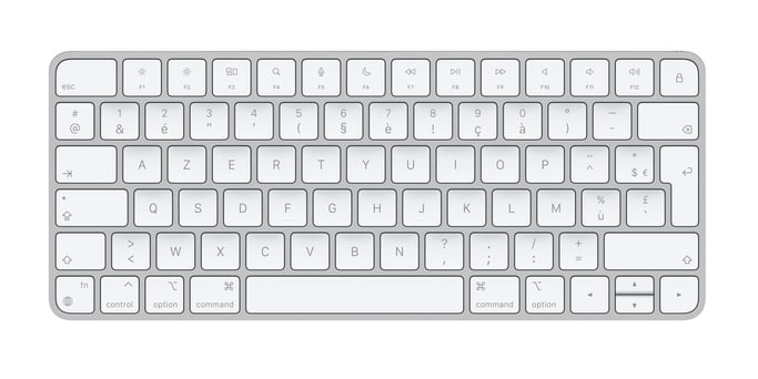 Apple Magic clavier Universel USB + Bluetooth AZERTY Français Aluminium, Blanc