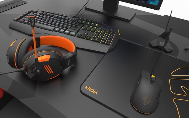Krom Kendo Auriculares Alámbrico Diadema Juego Negro, Naranja