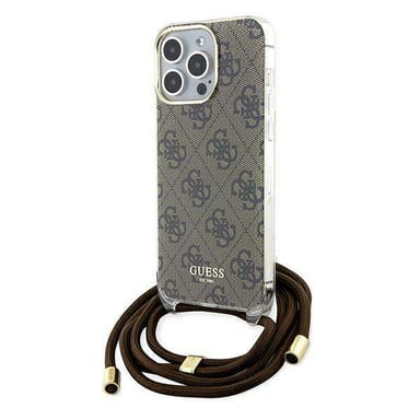 Custodia Guess iPhone 15 Pro Max 6,7'' marrone Custodia rigida Crossbody Cord 4G Print