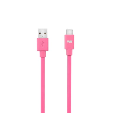 WE Cavo piatto da USB-C a USB da 1 m per Samsung S8/S9/S10, MacBook Pro, Google Pixel/Chromebook, Huawei P20/P30 Xiaomi - Fuschia