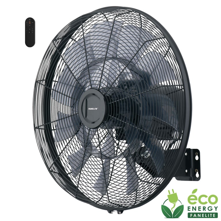 Fanelite Ventilateur mural FW45 DC Moteur DC Hélice 45cm 6 vitesses Oscillant ou fixe Professionnel Silencieux Très fort débit d'air Neuf