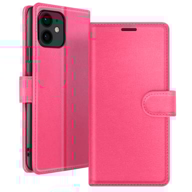 Zanaé Funda tipo cartera para iPhone 12 mini con función de soporte y lengüeta magnética Fucsia