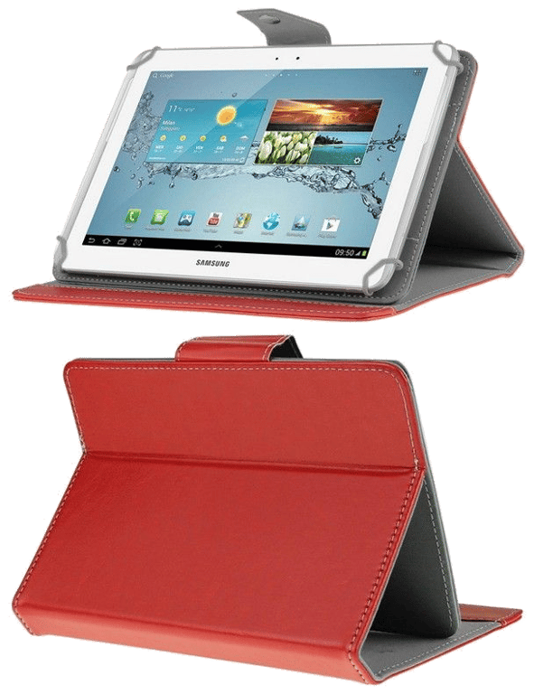 Etui Tablette 10 Pouces Rabat Magnétique Protection Universelle Intégrale Rouge Faux Cuir YONIS