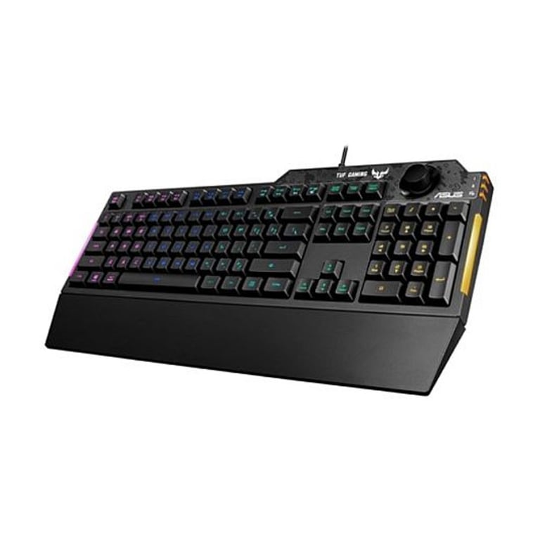 ASUS TUF Gaming K1 RGB keyboard with dedicated volume knob spill resistance side bar and Armoury Crate - vue 5