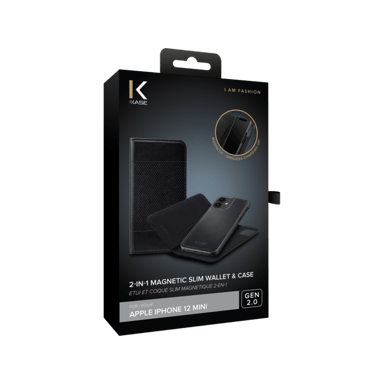 GEN 2.0 funda y carcasa magnética delgada 2 en 1 para Apple iPhone 12 mini, Negro