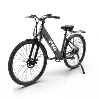 Bicicleta eléctrica FM M2 Plus para adultos, motor con sensor de par de 36 V y 250 W, batería extraíble de 36 V y 16,5 Ah - negra
