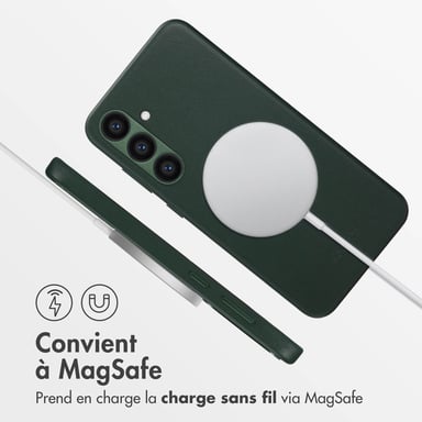 Accezz Coque arrière en cuir avec MagSafe pour Samsung Galaxy S24 Plus - Cedar Green