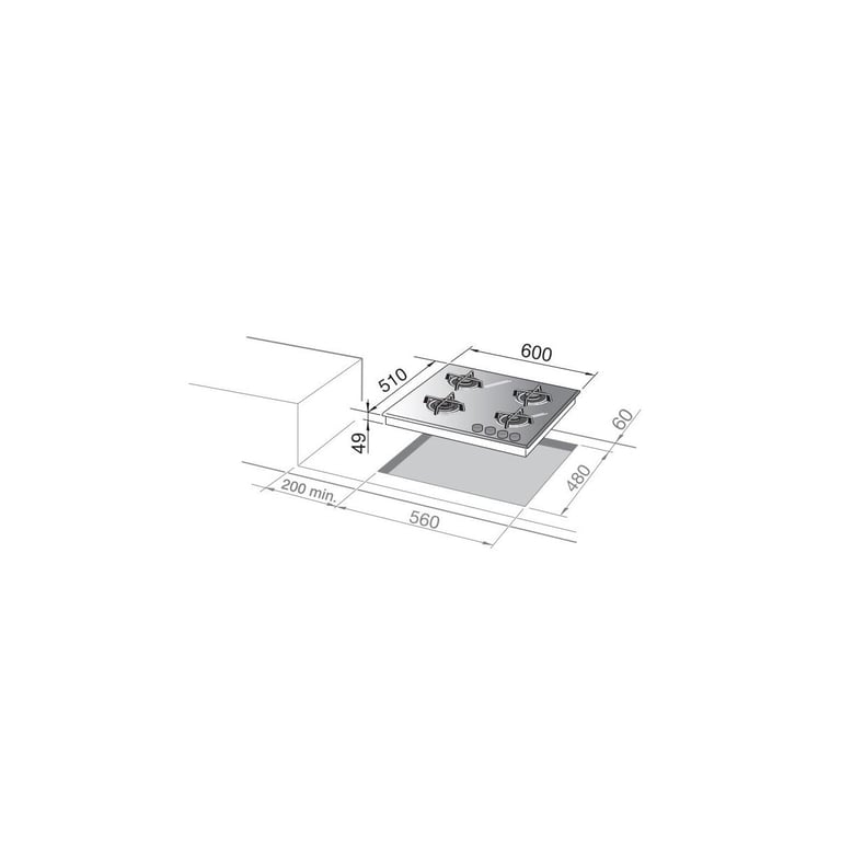Table De Cuisson Délonghi Nsl 460 B Encastrable 60 Cm Gaz 4 Feux - vue 3