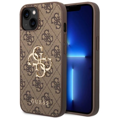 Guess 4G Logo Backcover in metallo per Apple iPhone 14 - Marrone
