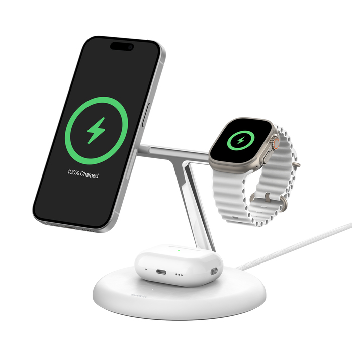 Belkin WIZ023VFWH chargeur d'appareils mobiles Casques, Smartphone, Smartwatch Blanc USB Recharge sans fil Intérieure - Neuf