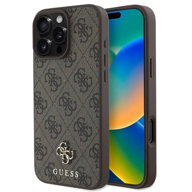 Coque Guess 4G Logo Métallique Pour IPhone 16 Pro Max – Gris (Neuf)