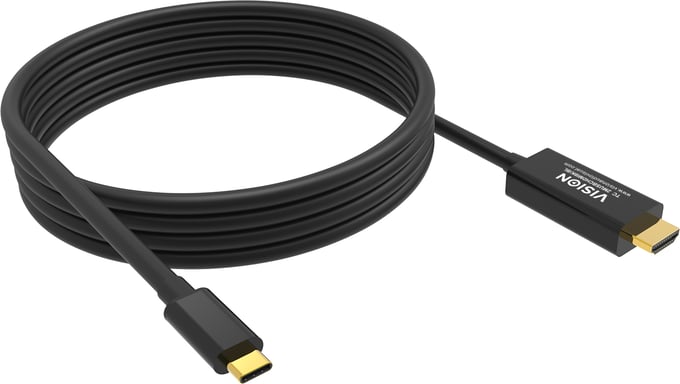 Vision TC 2MUSBCHDMI8K/BL cable de teléfono móvil Negro 2 m USB C