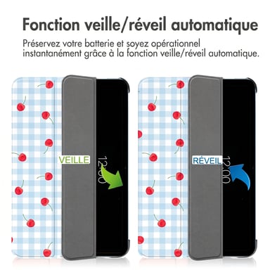 imoshion Coque tablette Design Trifold pour Apple iPad 11 (2025) 11 pouces A16 / iPad 10 (2022) 10.9 pouces - Cherry Check