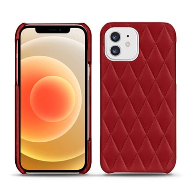 Coque cuir Apple iPhone 12 mini -  - Rouge - Cuir lisse couture
