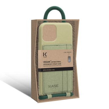 Bandolera vegana orgánica antibacteriana para Apple iPhone 11 Pro, verde albahaca