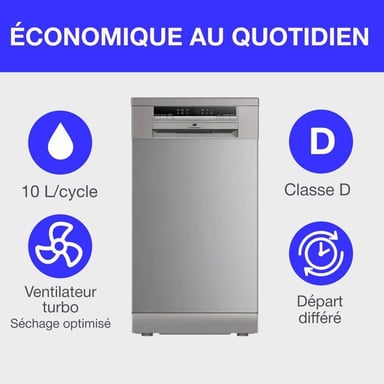 Lavastoviglie a libera installazione - CONTINENTAL EDISON - CELV1145S - 45 CM - Argento