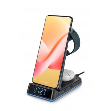 Station de Charge 4 en 1 et Réveil Personnalisable Android Noir