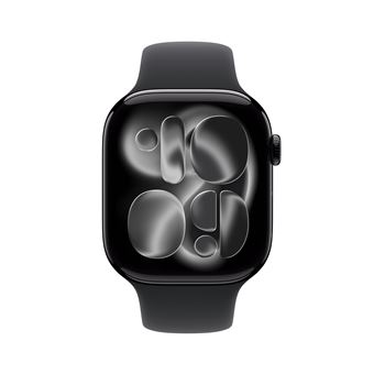 Apple Watch Series 11 GPS 46mm Boitier en Aluminium Noir de Jais avec Black Sport Band - M/L