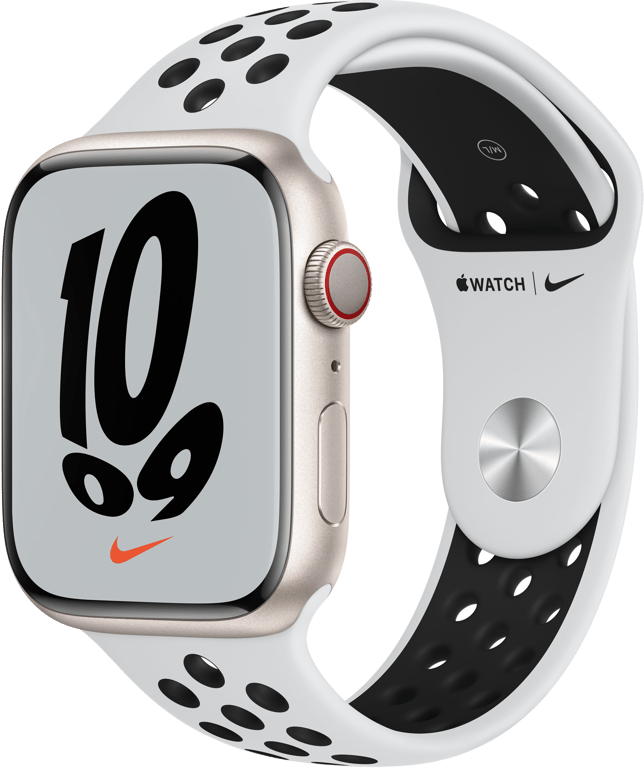 Watch Nike Series 7 GPS + Cellular, boîtier Aluminium Minuit 45mm avec Bracelet Nike Sport Anthracit