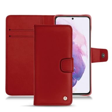 Housse cuir Samsung Galaxy S21 -  - Rouge - Cuir lisse