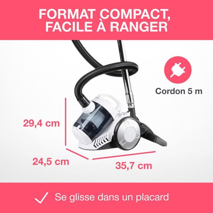Aspirateur Traîneau Oceanic VC10WBAX2 – 700W, Filtre HEPA, 3L - vue 5
