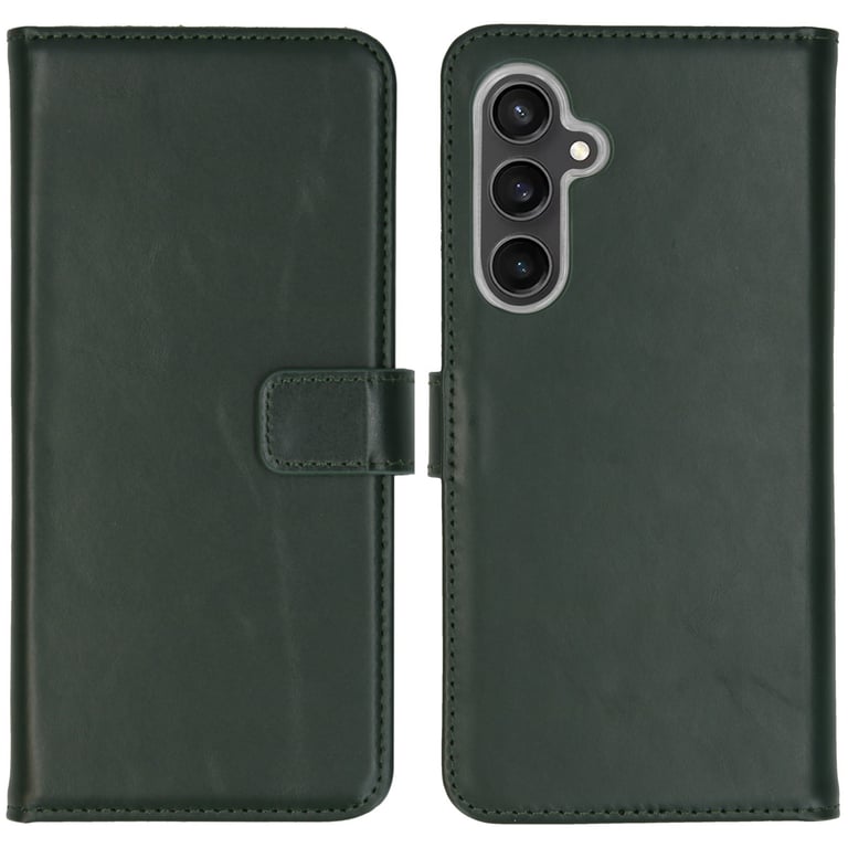 Selencia Étui portefeuille en cuir véritable pour Samsung Galaxy S23 FE - Vert - Neuf