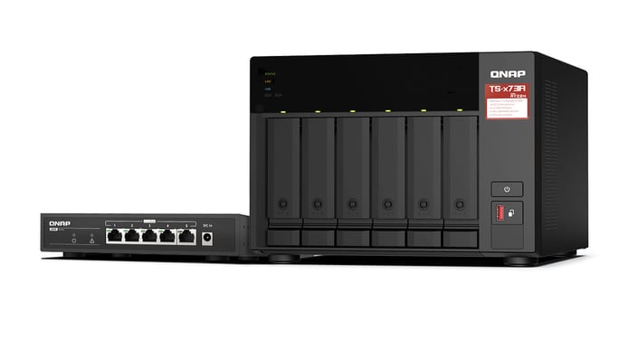 QNAP TS-673A-SW5T servidor de almacenamiento NAS Torre Ryzen Embedded V1500B 8 GB DDR4 0 TB QNAP QTS Negro