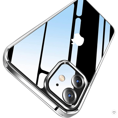 Coque cristal  pour iPhone 12 et iPhone 12 Pro anti-jaunissement, antichoc d'angle, coque de protection de qualité supérieure
