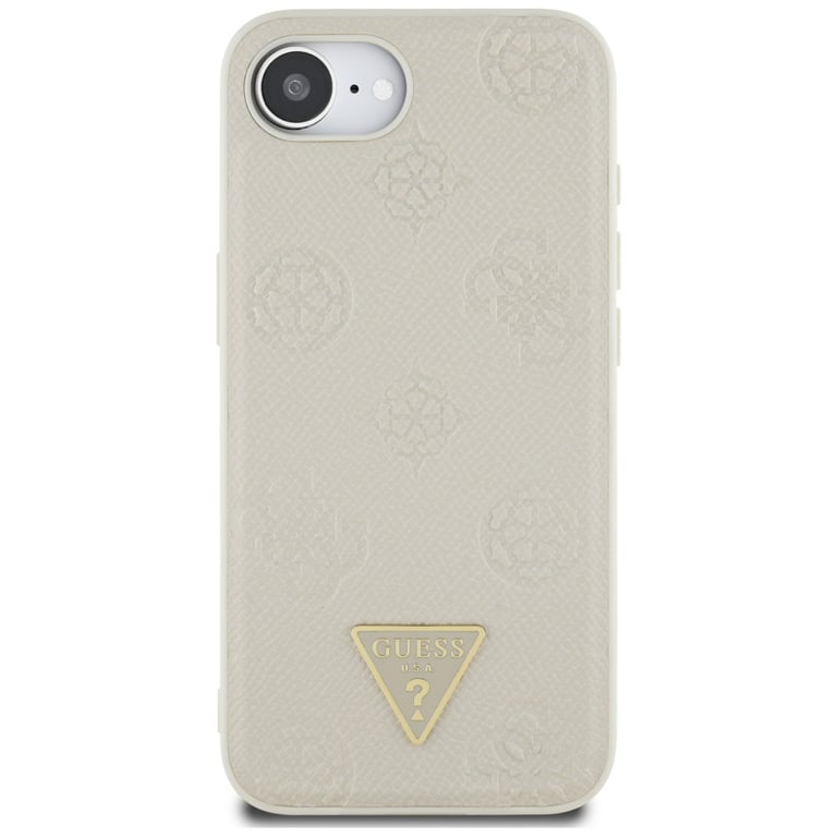 Coque Guess Grained Hot Stamp Pivoine Triangle Logo MagSafe pour iPhone 16e - vue 2