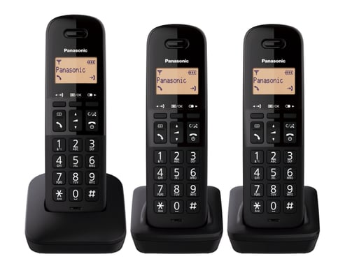 Teléfono Inalámbrico Panasonic KX-TGB613SPB- Pack TRIO- Negro