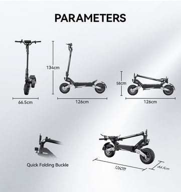 Scooter Eléctrico T10 | Velocidad Máx 25 km/h | Autonomía 60 km | Motor 900W | Batería 48V 13.5Ah | Neumáticos de 11 Pulgadas | Negro