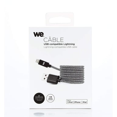 WE Cavo da USB-C a Lightning da 1 m con ricarica rapida Power Delivery per iPhone 11/11 Pro/XS/XR/X/8, iPad Mini 5, iPad Air 2019 in nylon - Nero