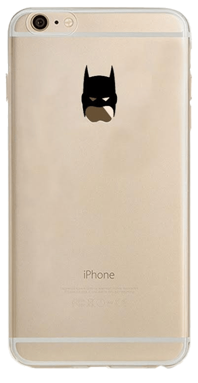 Coque Silicone IPHONE 6/6S Batman Fun APPLE Bruce Wayne Tête Pomme Transparente Protection Gel Soupl
