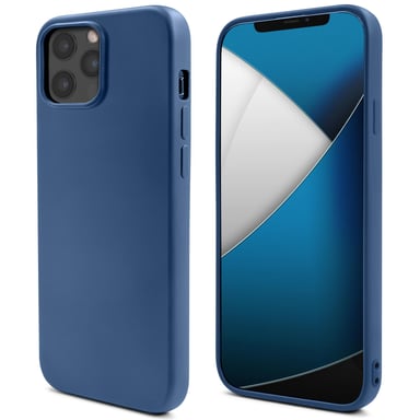 Moozy Lifestyle. Coque conçue pour iPhone 12 Pro Max, bleu nuit – Coque en silicone liquide avec finition mate et doublure en microfibre douce